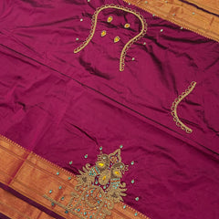 Trending Munga Work Wine Paithani