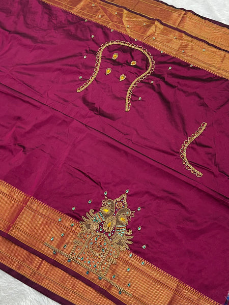 Trending Munga Work Wine Paithani