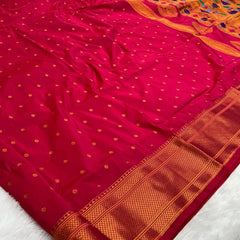 Trending Munga Work Hot Pink Paithani