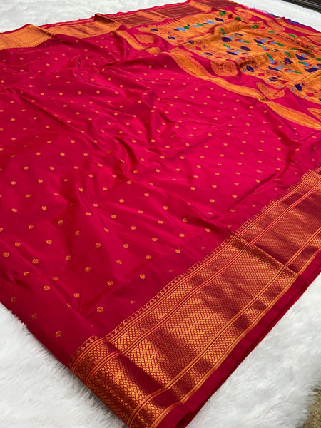 Trending Munga Work Hot Pink Paithani