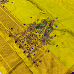 Trending Munga Work Pastel Yellow Paithani