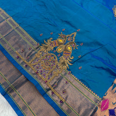 Trending Munga Work Dark Blue (Petrol Colour)Paithani