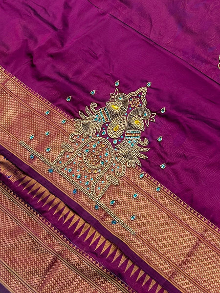Trending Munga Work Wine Paithani