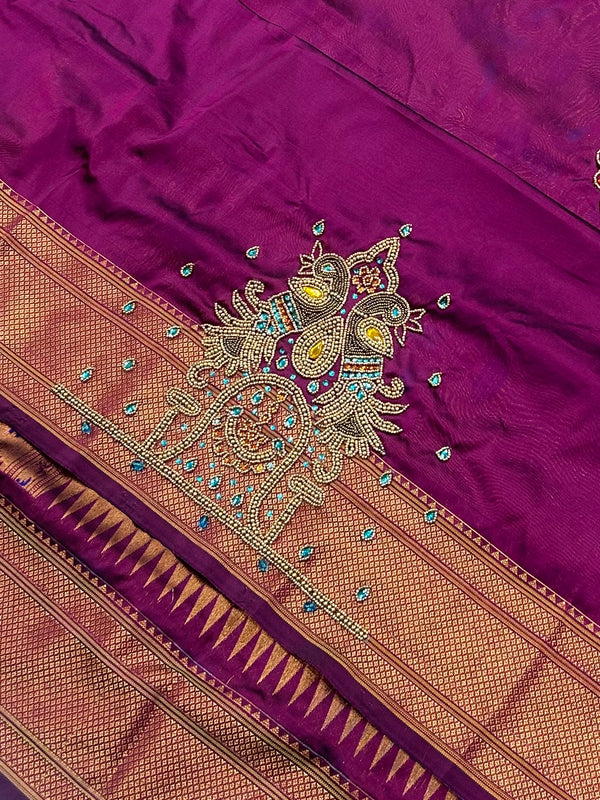 Trending Munga Work Wine Paithani