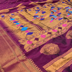 Trending Munga Work Wine Paithani
