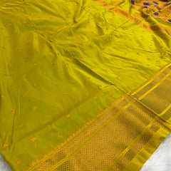 Trending Munga Work Pastel Yellow Paithani