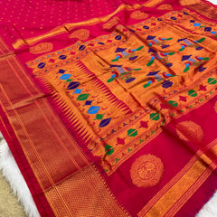 Trending Munga Work Hot Pink Paithani