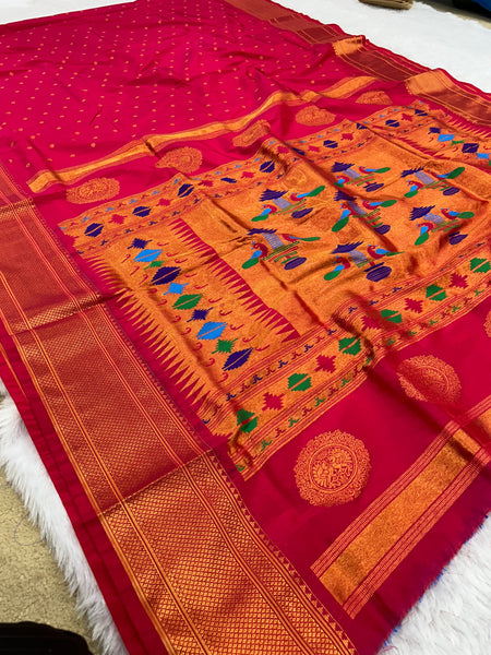 Trending Munga Work Hot Pink Paithani
