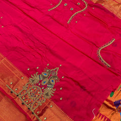 Trending Munga Work Hot Pink Paithani