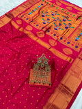 Trending Munga Work Hot Pink Paithani