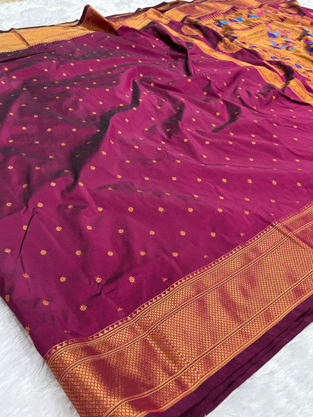 Trending Munga Work Wine Paithani