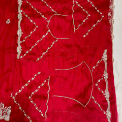 Trendy Beaded Border Designer Red Saree