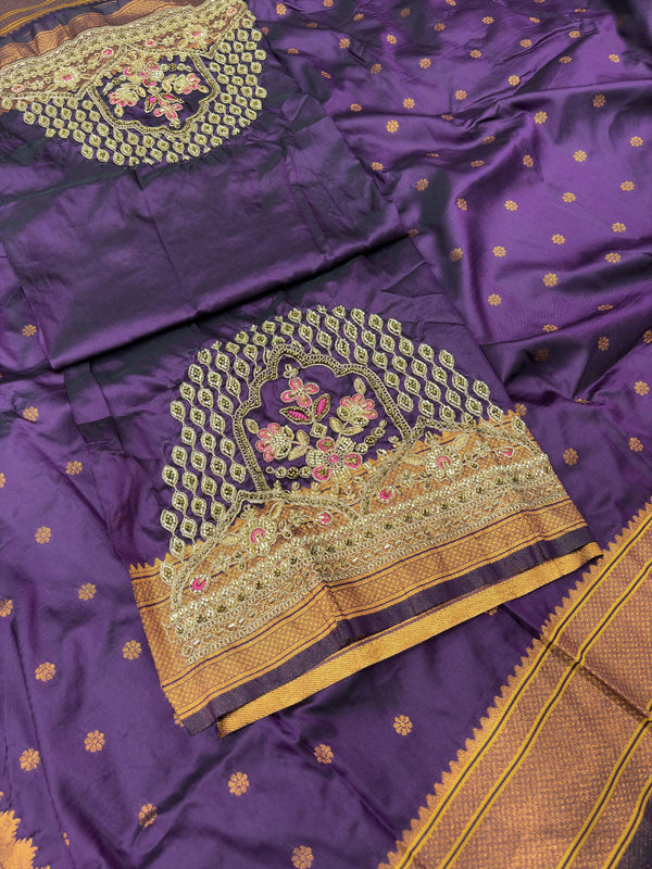 Kalanji Paithani With Beautiful Aari Work Blouse