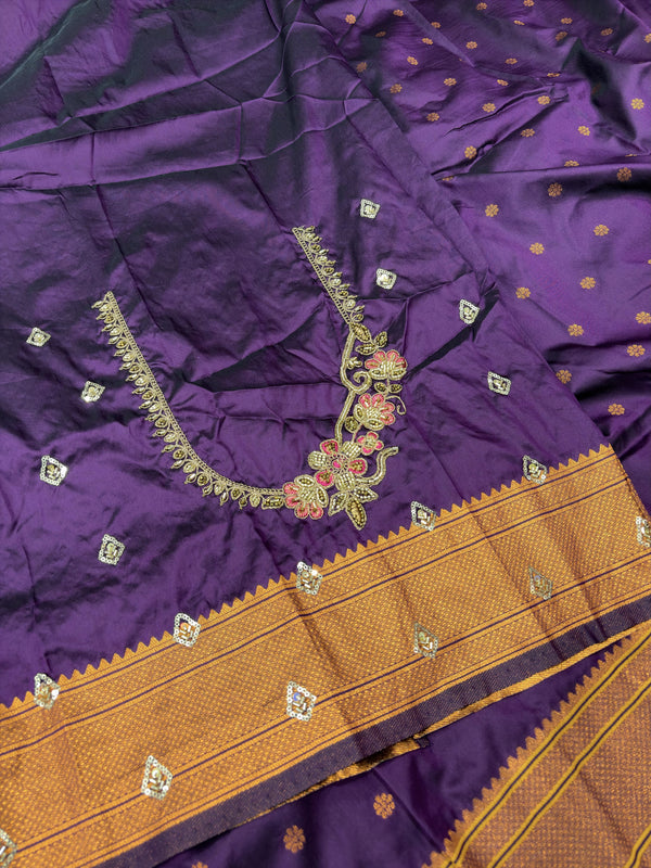 Kalanji Paithani With Beautiful Aari Work Blouse