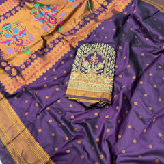 Kalanji Paithani With Beautiful Aari Work Blouse