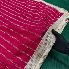 Designer Tissue Saree With Allover Work In Red Colour With Trending Border