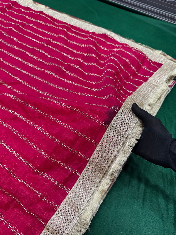 Designer Tissue Saree With Allover Work In Red Colour With Trending Border