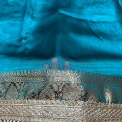 Blue Banarasi Tissue Saree With Trending Lace & Running Blouse