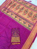 Wine Kalanjali Paithani With Aari Work Blouse