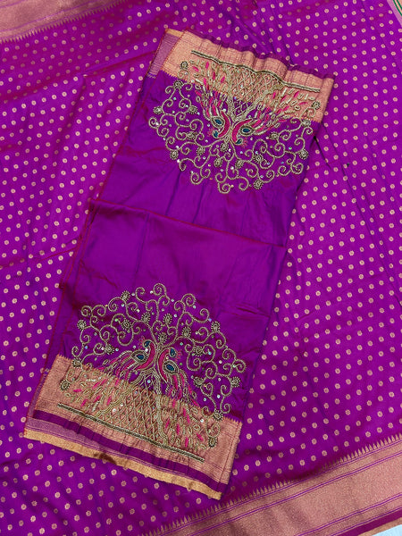 Wine Kalanjali Paithani With Aari Work Blouse
