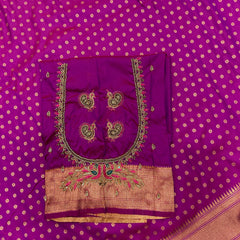 Wine Kalanjali Paithani With Aari Work Blouse