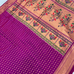 Wine Kalanjali Paithani With Aari Work Blouse