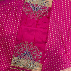 Hot Pink Kalanjali Paithani With Aari Work Blouse