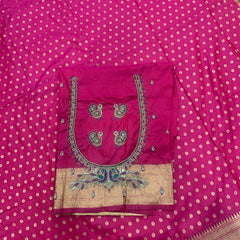 Hot Pink Kalanjali Paithani With Aari Work Blouse