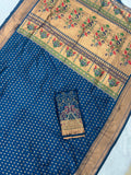 Blue Kalanjali Paithani With Aari Work Blouse