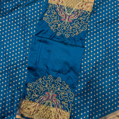 Blue Kalanjali Paithani With Aari Work Blouse