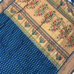 Blue Kalanjali Paithani With Aari Work Blouse