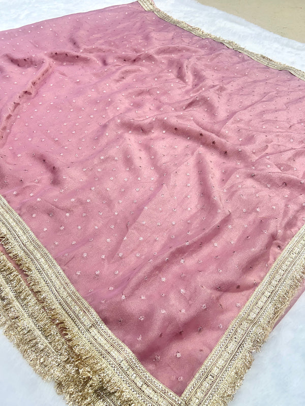 Janhvi Kapoor Inspired Tissue Saree In Pink Colour With Trending Border