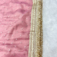 Janhvi Kapoor Inspired Tissue Saree In Pink Colour With Trending Border