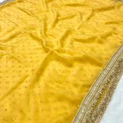 Janhvi Kapoor Inspired Tissue Saree In Yellow Colour With Trending Border
