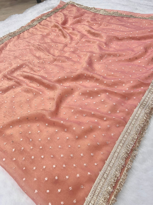 Janhvi Kapoor Inspired Tissue Saree With Trending Border