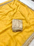 Janhvi Kapoor Inspired Tissue Saree In Yellow Colour With Trending Border