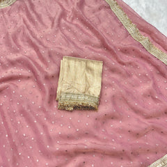 Janhvi Kapoor Inspired Tissue Saree In Pink Colour With Trending Border
