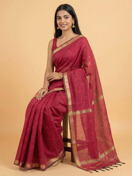 Maroon Colour Maheswari Silk Saree