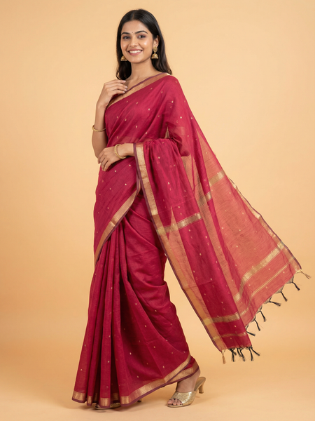 Maroon Colour Maheswari Silk Saree
