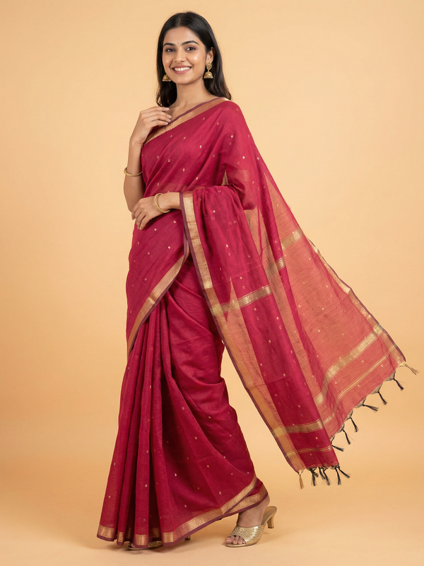 Maroon Colour Maheswari Silk Saree