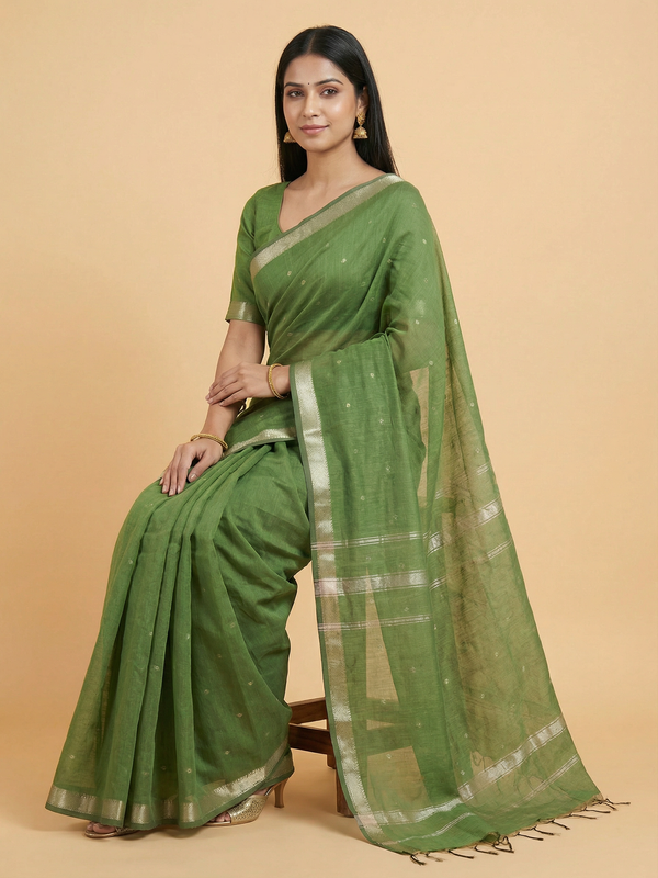 Green Colour Maheswari Silk Saree