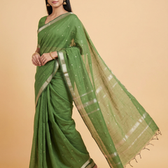 Green Colour Maheswari Silk Saree