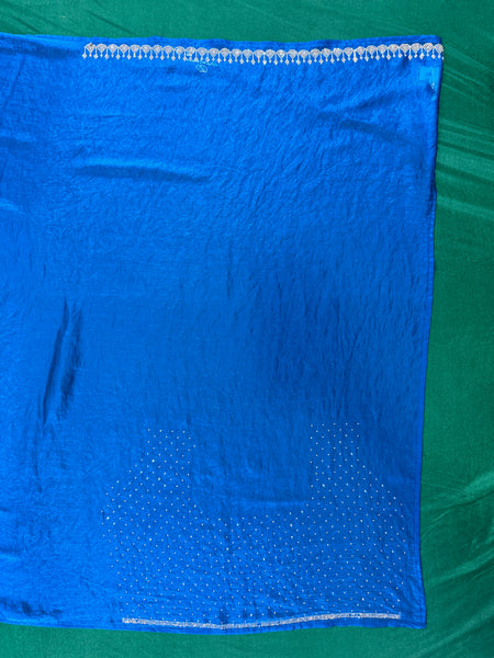 Bold Blue Crepe Silk Saree With Stone Work