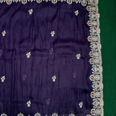 Trendy Beaded Border Designer Purple Saree