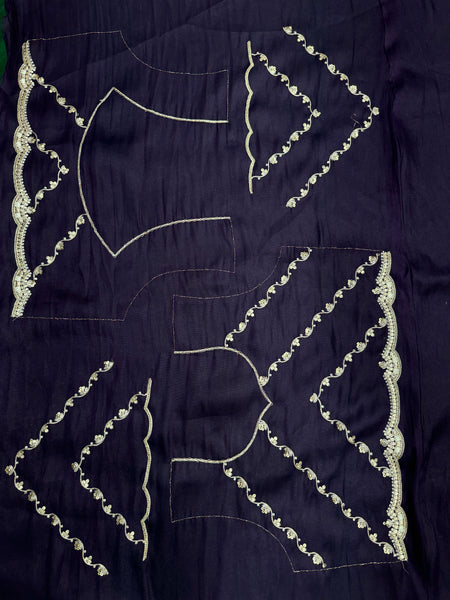 Trendy Beaded Border Designer Purple Saree