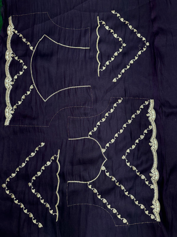 Trendy Beaded Border Designer Purple Saree
