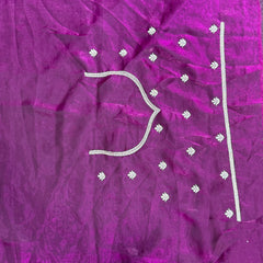 Designer Purple Satin Silk Saree With Stone Work