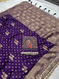 Dola Silk Trending Purple Cut Border & Aari Work Blouse Saree