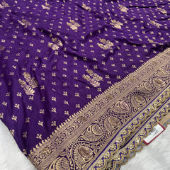 Dola Silk Trending Purple Cut Border & Aari Work Blouse Saree