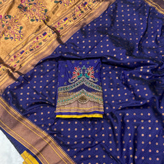 Kalanji Paithani With Beautiful Peacock Aari Work Blouse